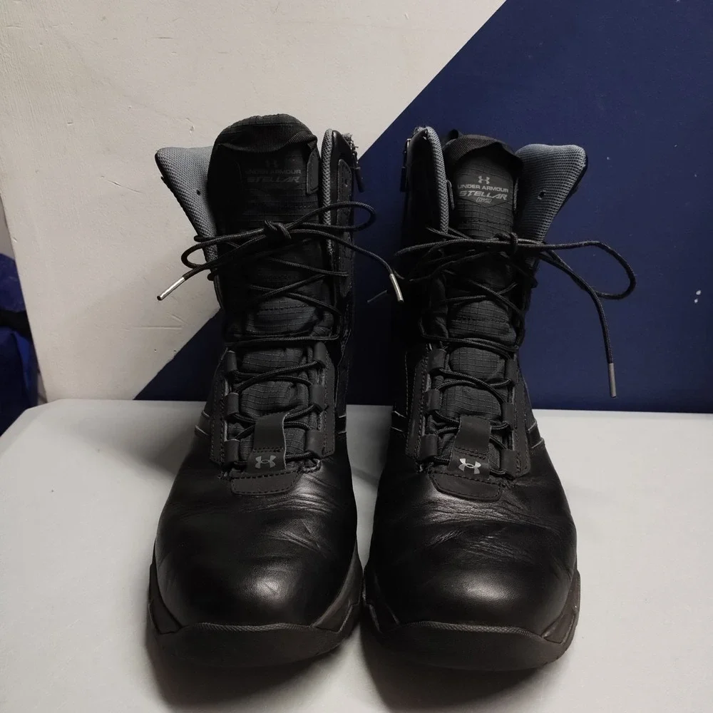 Under Armour Stellar G2 Tactical Boots Mens 10.5 Black Side Zip 3024949-001 EUC